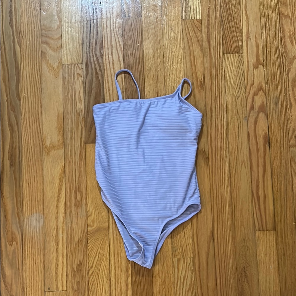 Striped Lavender One-Piece Swimsuit